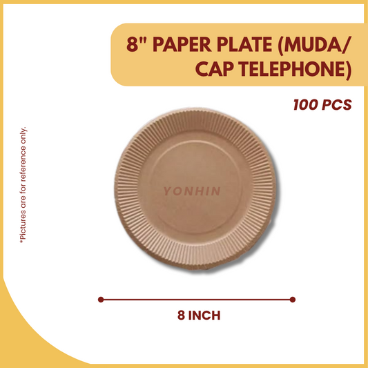 8" PAPER PLATE (MUDA / CAP TELEFON)100`s-PKT