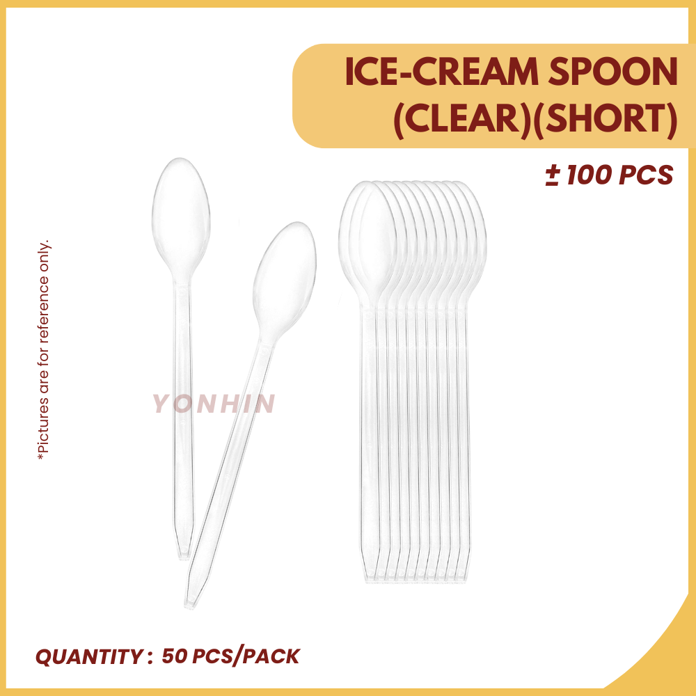 ICE-CREAM SPOON (CLEAR)(SHORT) - 100+/-PCS-UNIT