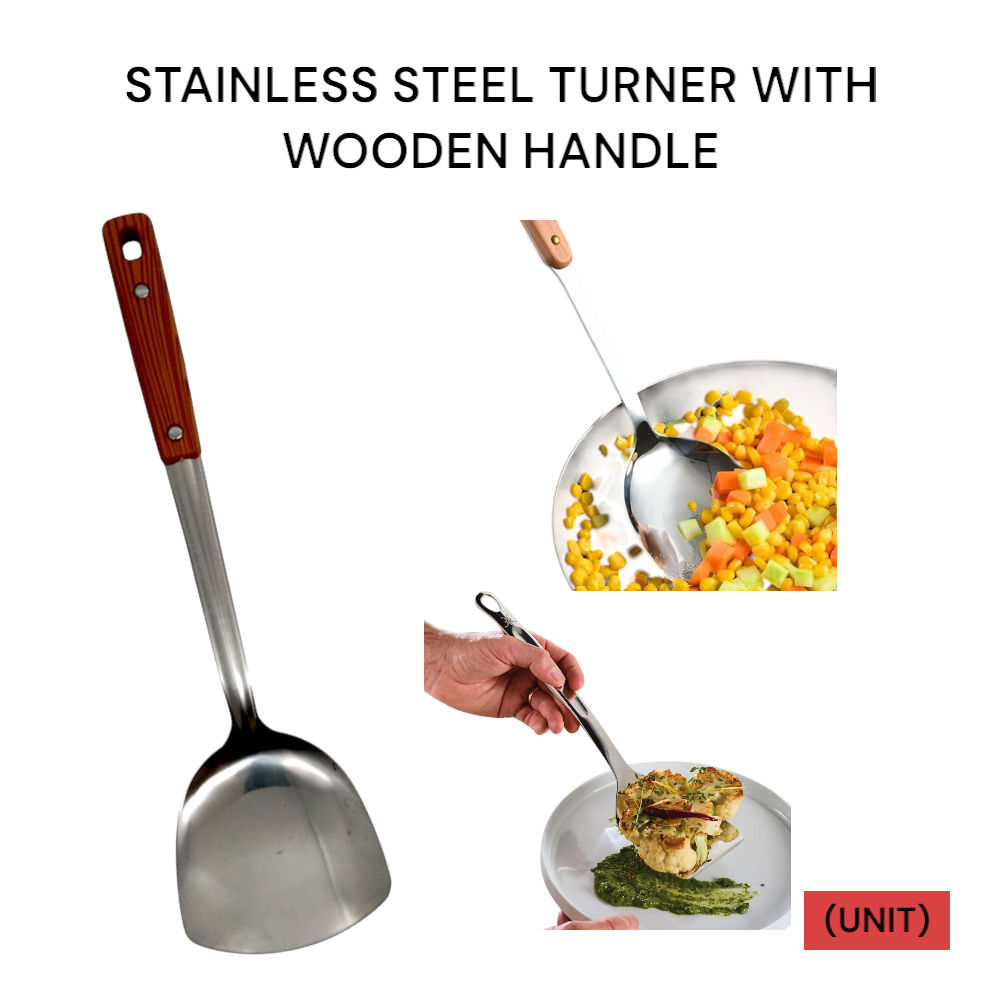 STAINLESS STEEL TURNER WITH WOODEN HANDLE (1.2)