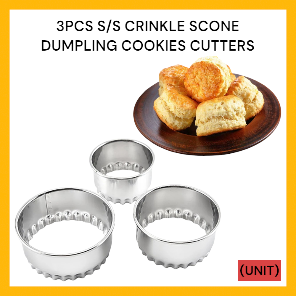 3pcs S/S CRINKLE SCONE DUMPLING COOKIES CUTTERS PER SET