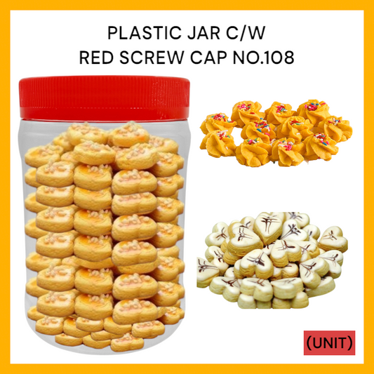 PLASTIC JAR C/W RED SCREW CAP NO.108 PER UNIT