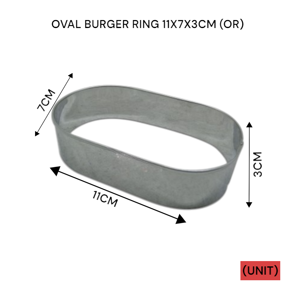 OVAL BURGER RING 11X7X3CM (OR) PER UNIT
