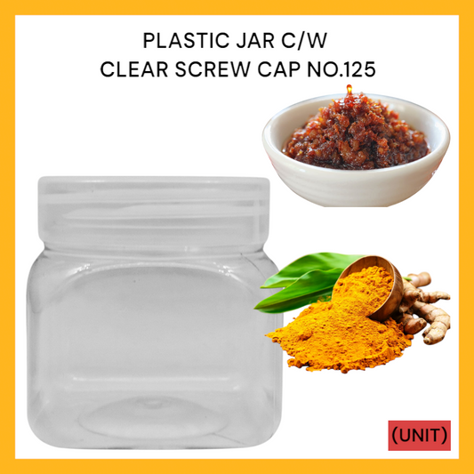 PLASTIC JAR C/W CLEAR SCREW CAP NO.125 PER UNIT