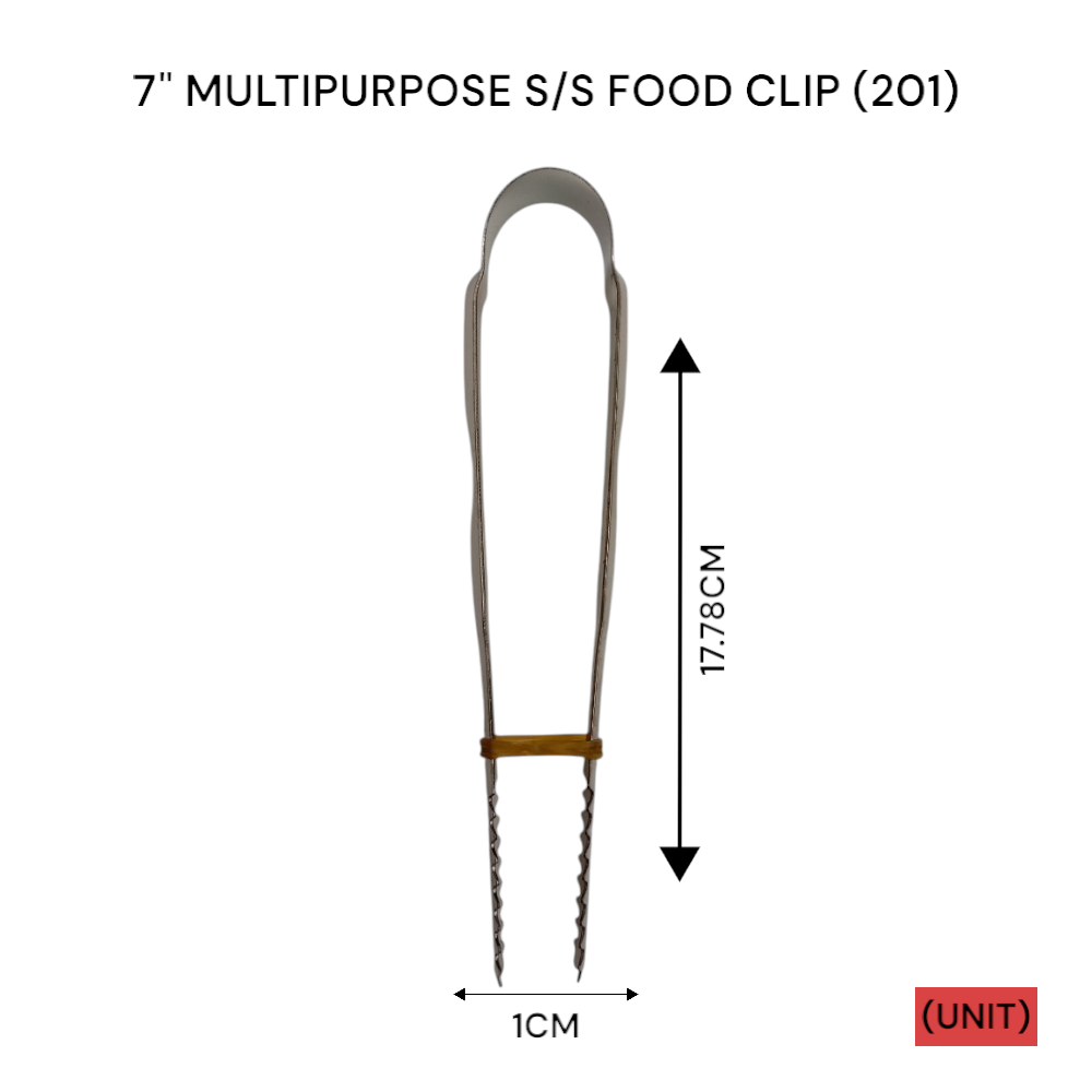 7" MULTIPURPOSE S/S FOOD CLIP (201) PER UNIT