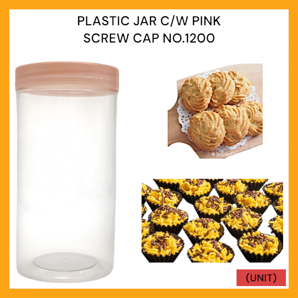 PLASTIC JAR C/W PINK SCREW CAP NO.1200 PER UNIT