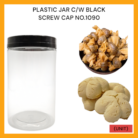 PLASTIC JAR C/W BLACK SCREW CAP NO.1090 PER UNIT