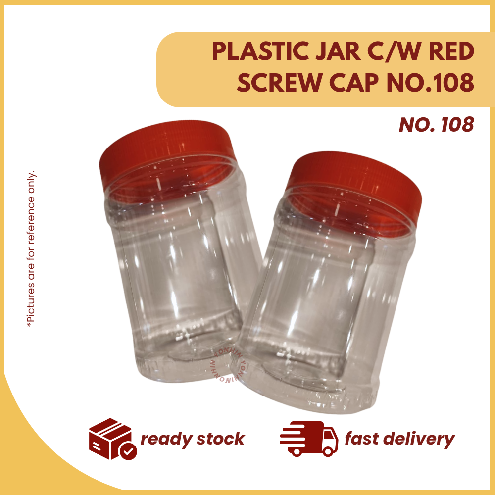 PLASTIC JAR C/W RED SCREW CAP NO.108 PER UNIT