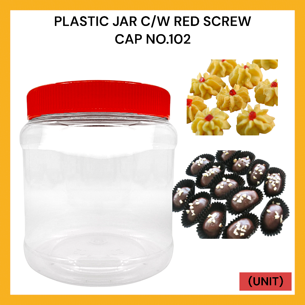 PLASTIC JAR C/W RED SCREW CAP NO.102 PER UNIT