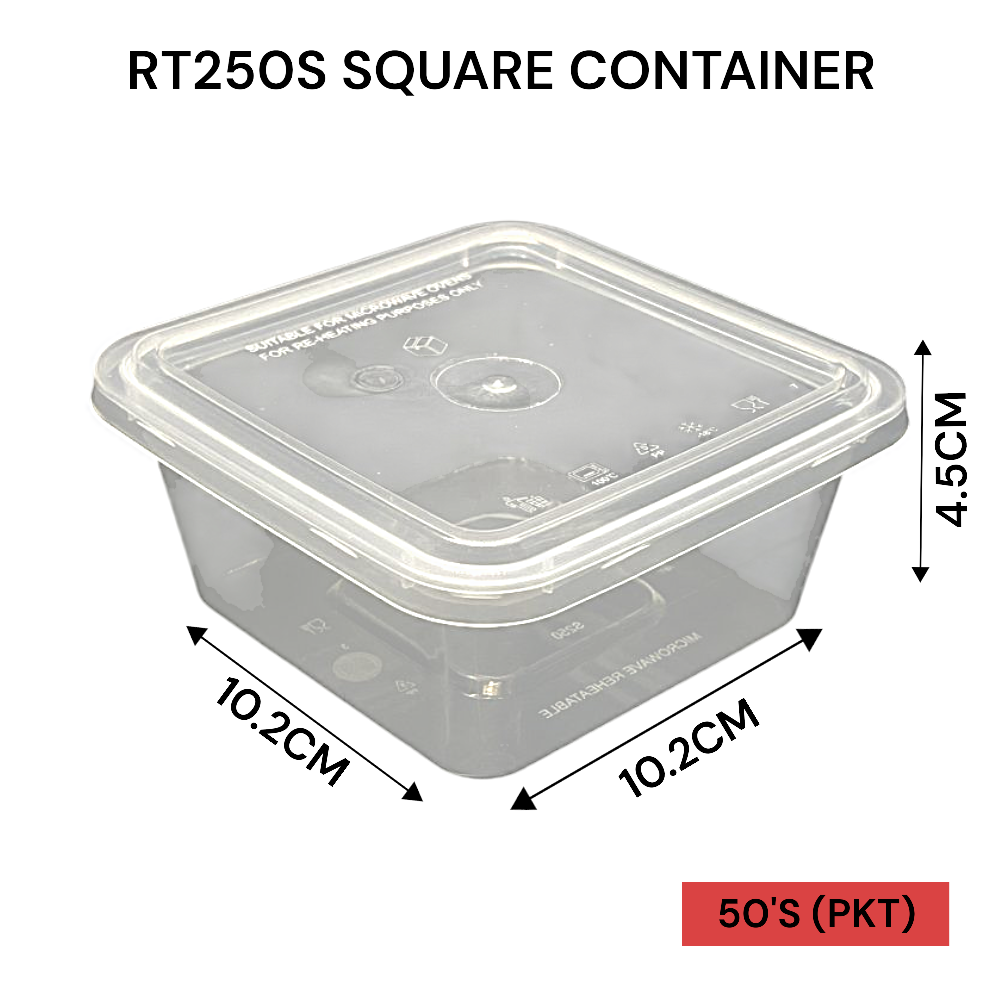 RT250S SQUARE CONTAINER 50PCS PER PKT