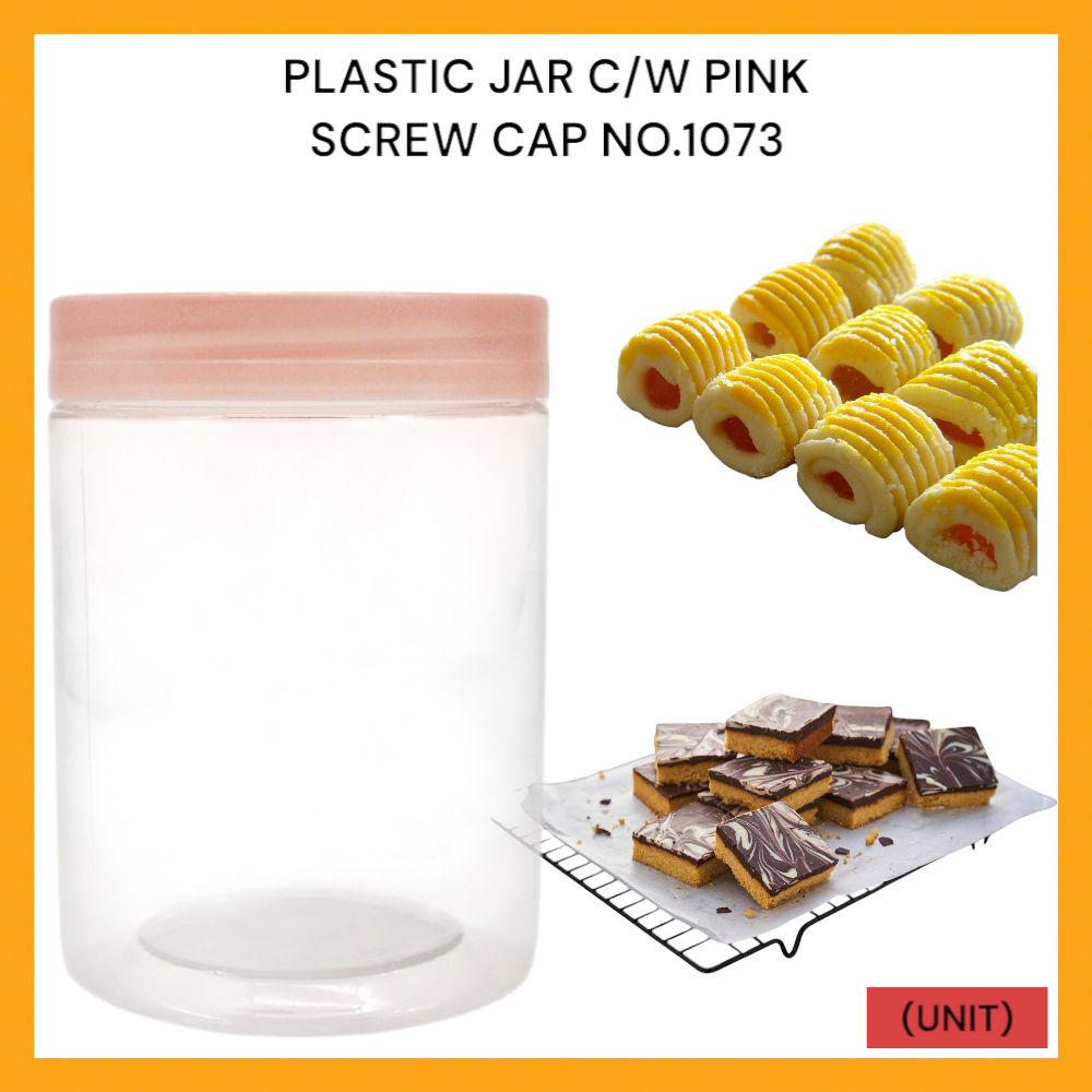 PLASTIC JAR C/W PINK SCREW CAP NO.1073 PER UNIT
