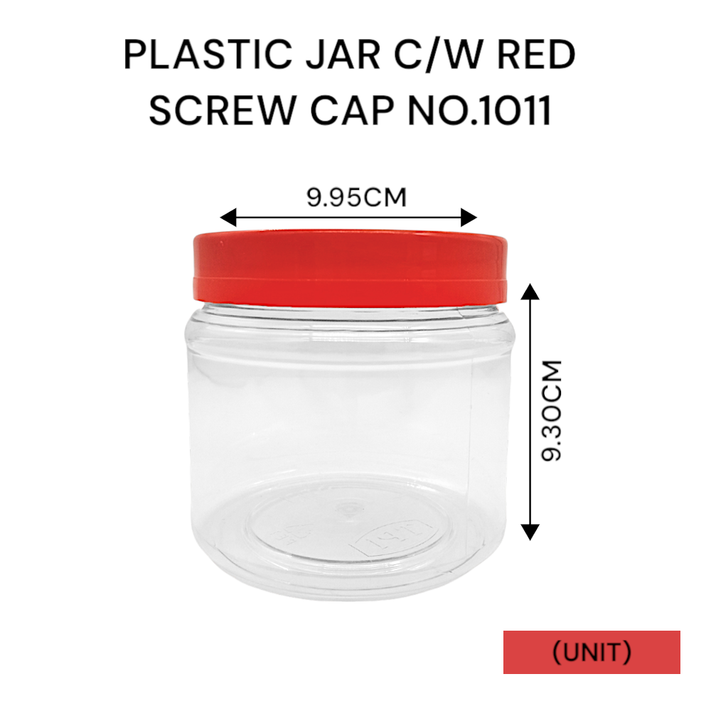 PLASTIC JAR C/W RED SCREW CAP NO.1011 PER UNIT