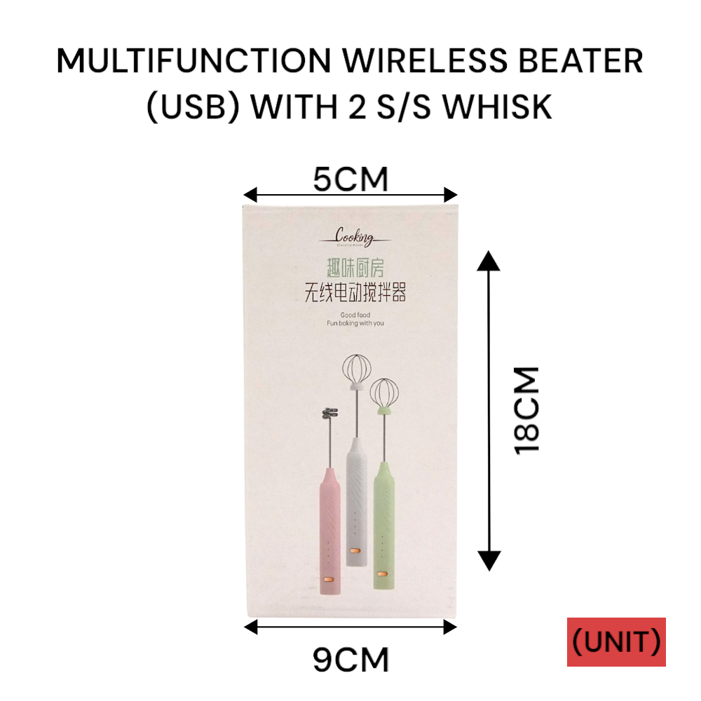 MULTIFUNCTION WIRELESS BEATER (USB) WITH 2 S/S WHISK PER UNIT