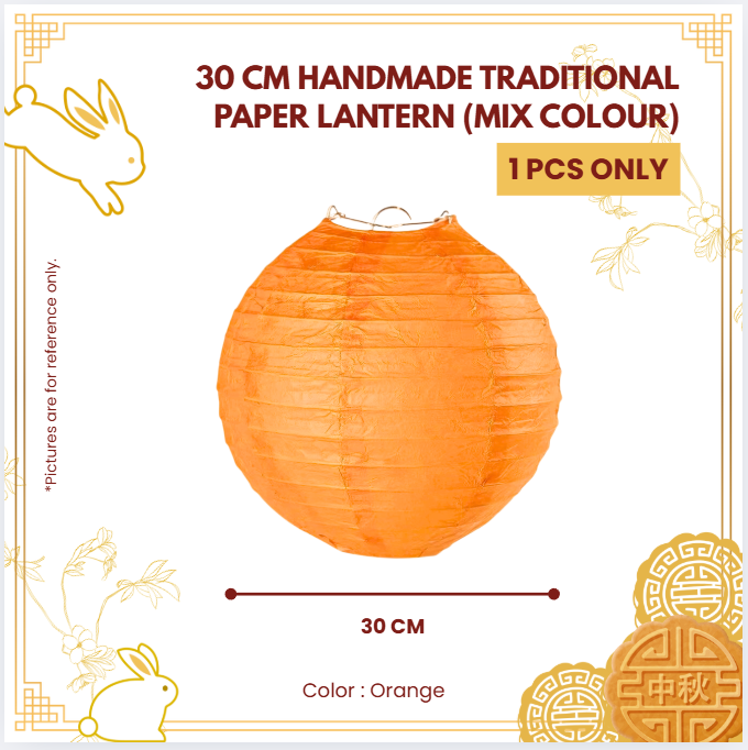 30CM HANDMADE TRADITIONAL PAPER LANTERN (MIX COLOUR)-UNIT