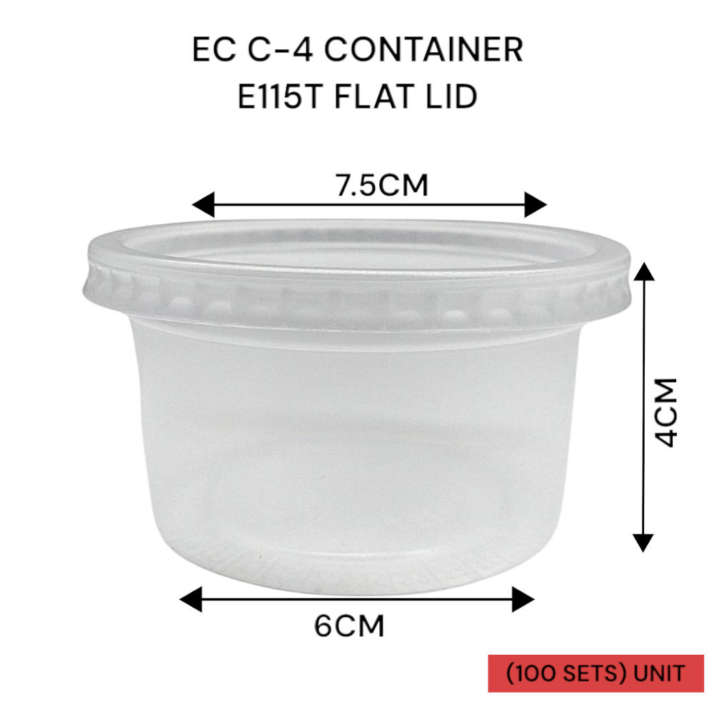 EC C-4 CONTAINER E115T FLAT LID (100SETS) PER PKT