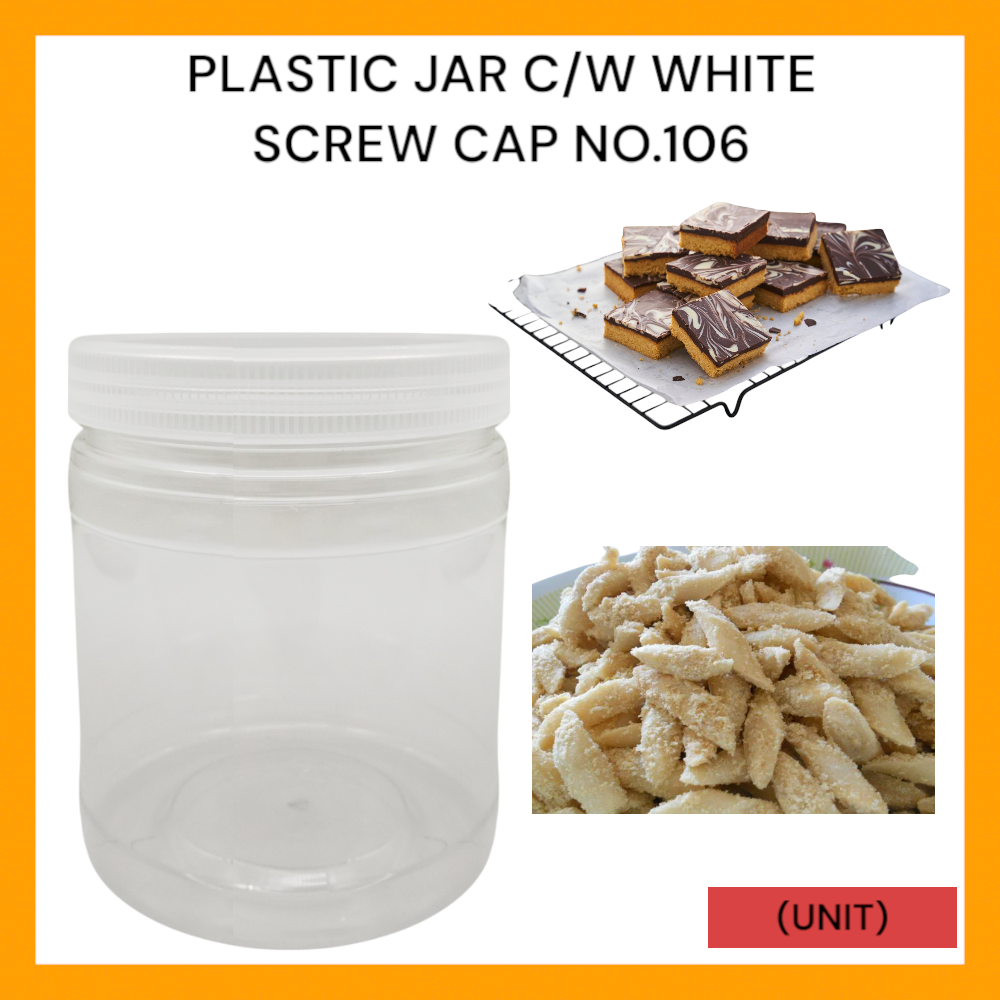 PLASTIC JAR C/W WHITE SCREW CAP NO.106 PER UNIT