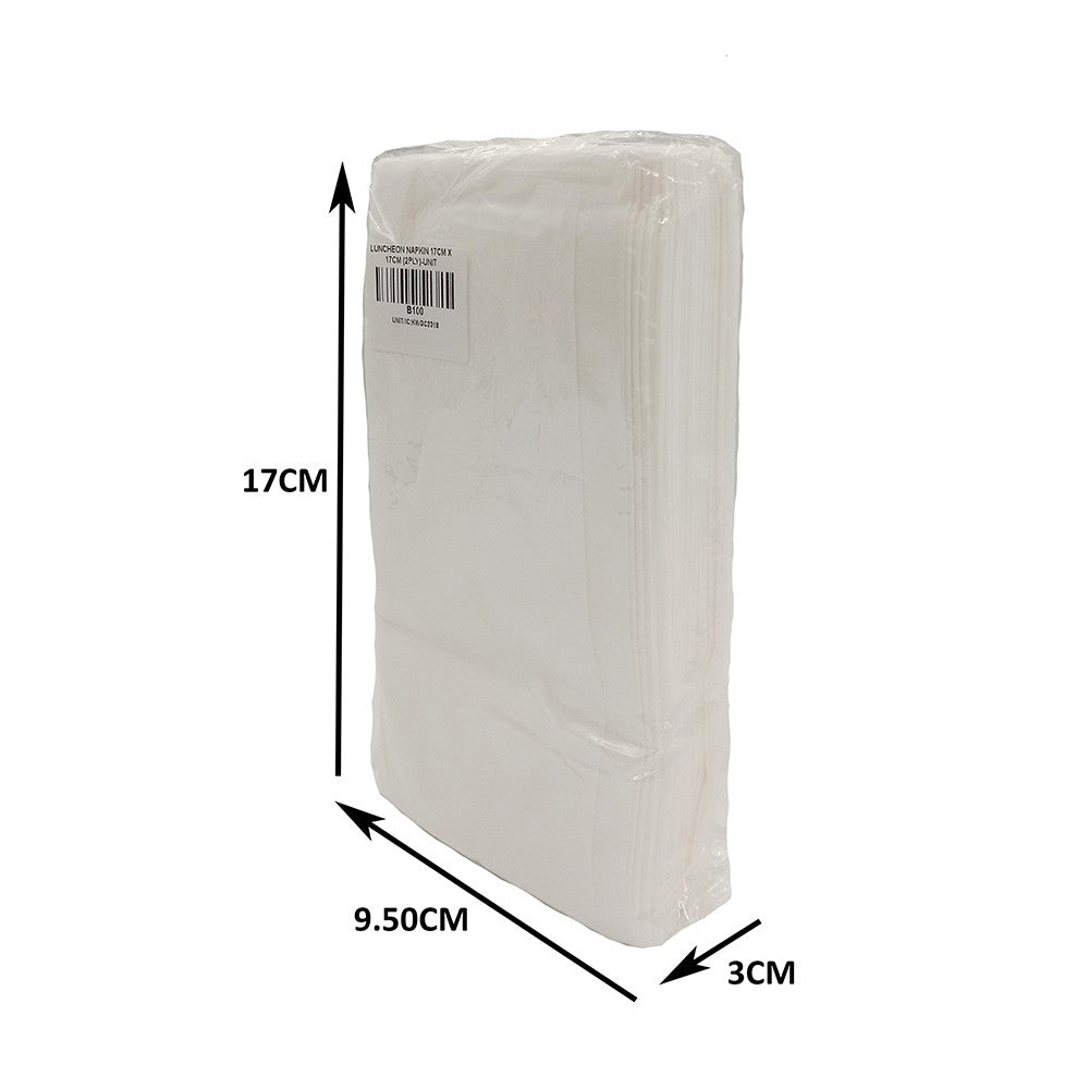LUNCHEON NAPKIN 17CM X 17CM (2PLY) 100'S Per Pack