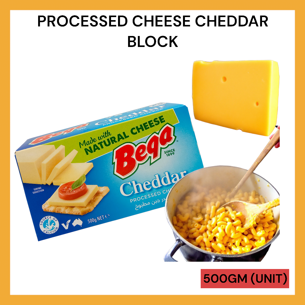 BEGA-BEGA PROC. CHEESE CHEDDAR BLK 500GM PER UNIT