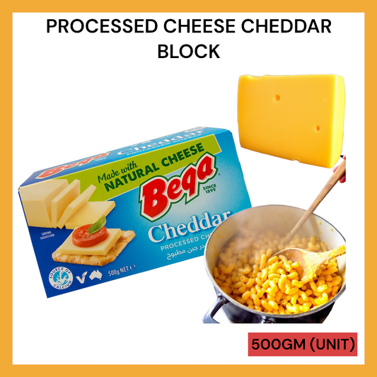 BEGA-BEGA PROC. CHEESE CHEDDAR BLK 500GM PER UNIT