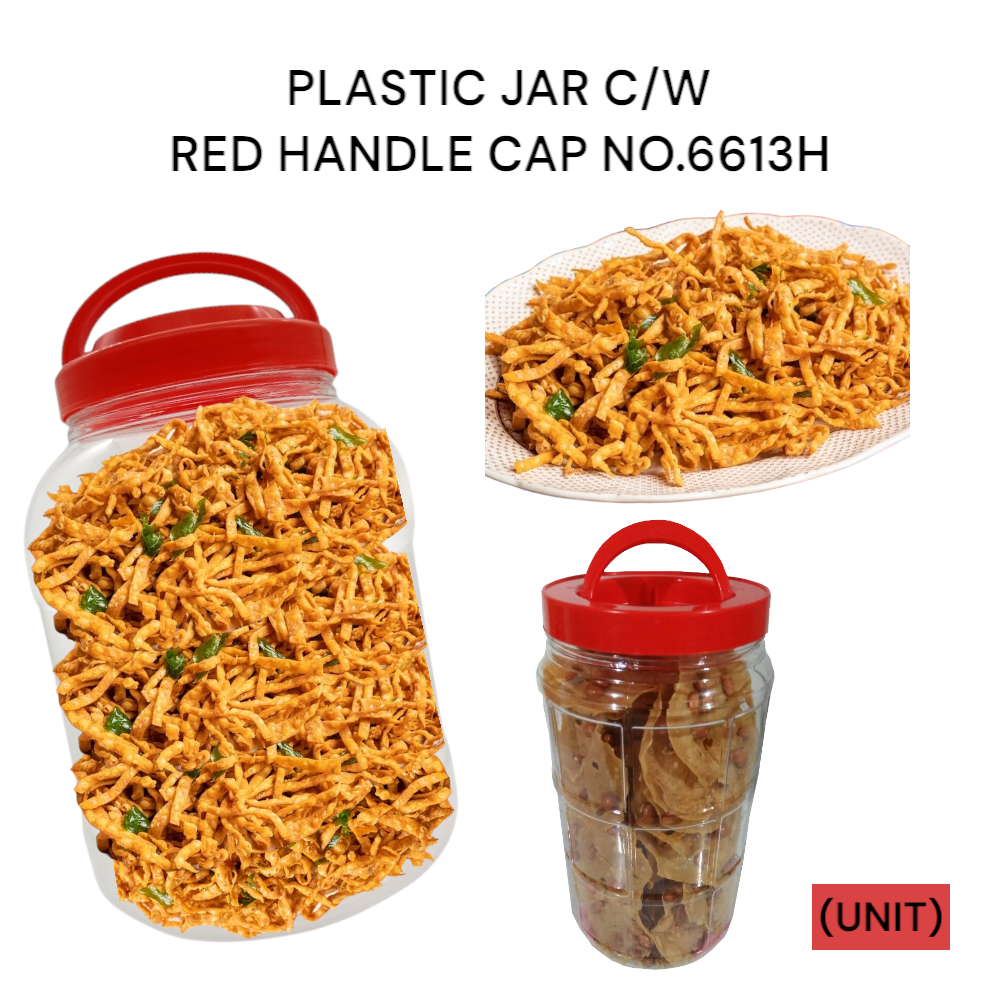 PLASTIC JAR C/W RED HANDLE CAP NO.6613H PER UNIT