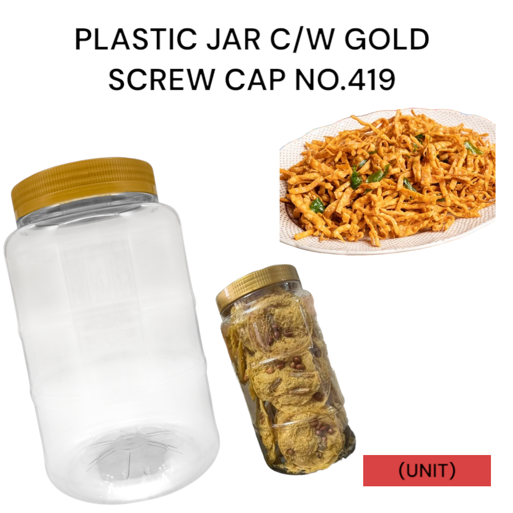 PLASTIC JAR C/W GOLD CAP NO.419 PER UNIT