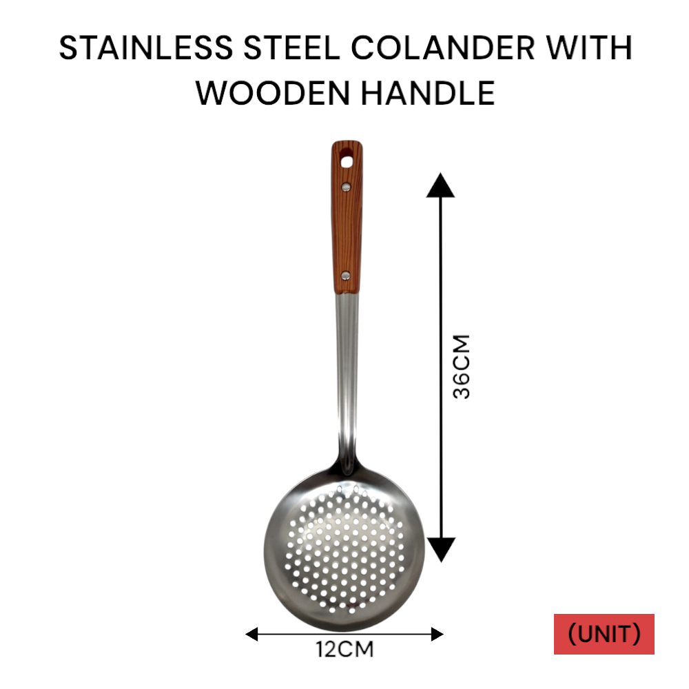 STAINLESS STEEL COLANDER WITH WOODEN HANDLE (1.2)