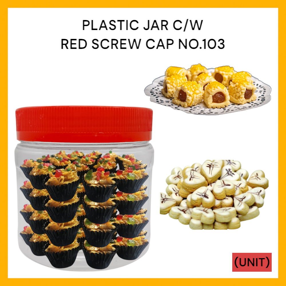 PLASTIC JAR C/W RED SCREW CAP NO.103 PER UNIT