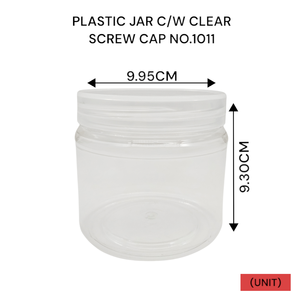 PLASTIC JAR C/W CLEAR SCREW CAP NO.1011 PER UNIT