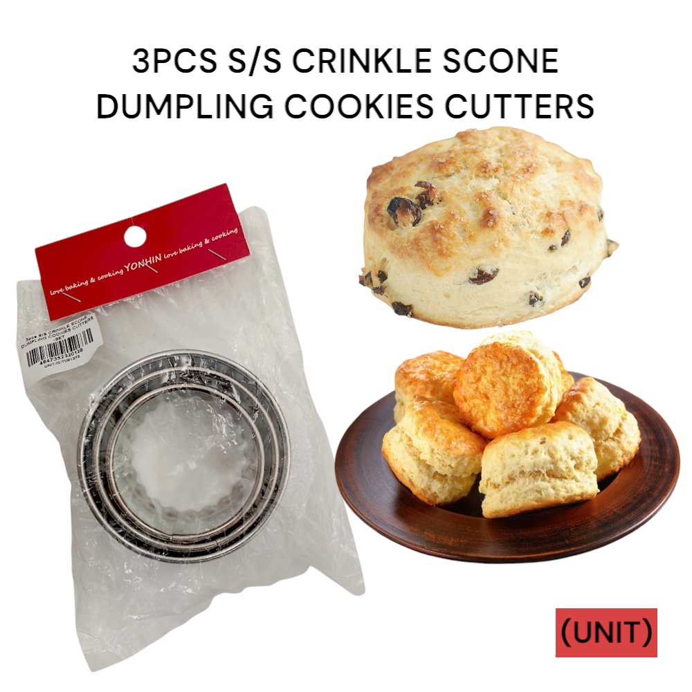 3pcs S/S CRINKLE SCONE DUMPLING COOKIES CUTTERS PER SET