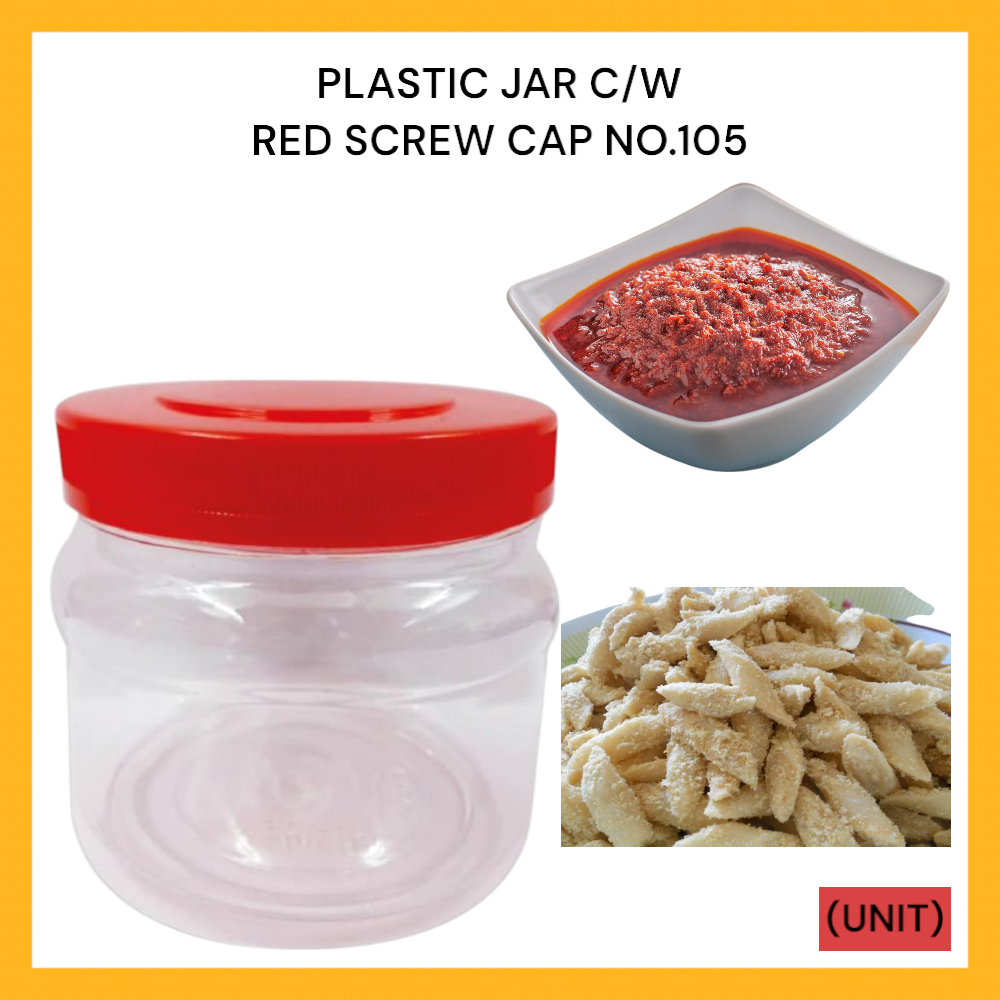PLASTIC JAR C/W RED SCREW CAP NO.105 PER UNIT