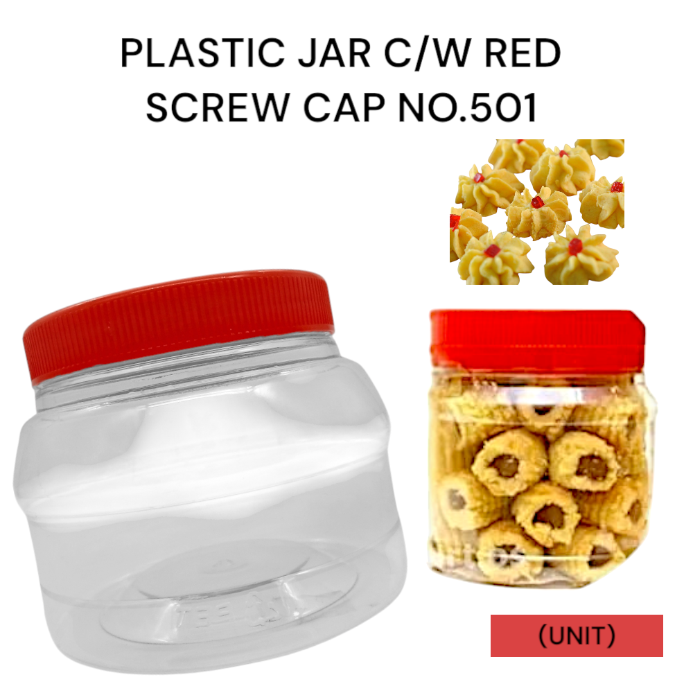 PLASTIC JAR C/W RED SCREW CAP NO.501 PER UNIT