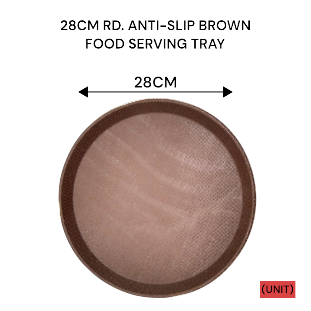 28CM RD.ANTI-SLIP BROWN FOOD SERVING TRAY (B36-27A) PER UNIT