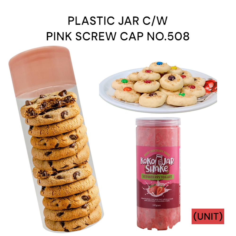PLASTIC JAR C/W PINK SCREW CAP NO.508 PER UNIT