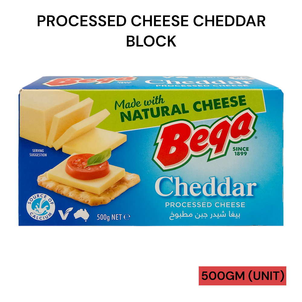 BEGA-BEGA PROC. CHEESE CHEDDAR BLK 500GM PER UNIT