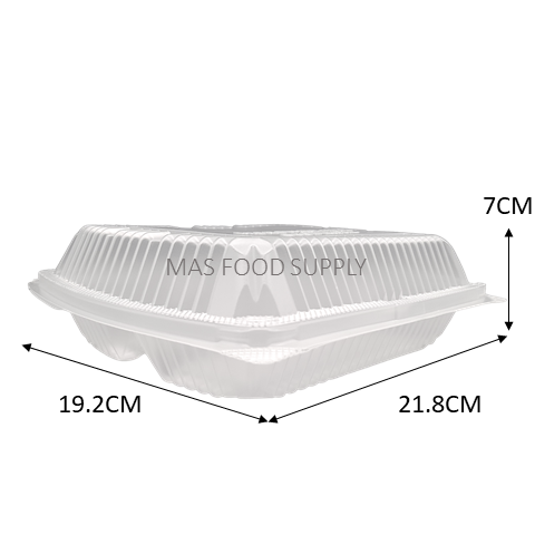 BX-190 Plastic 3 Comp Disposable Lunch Box(300pcs)Food Container/ Bekas Makanan