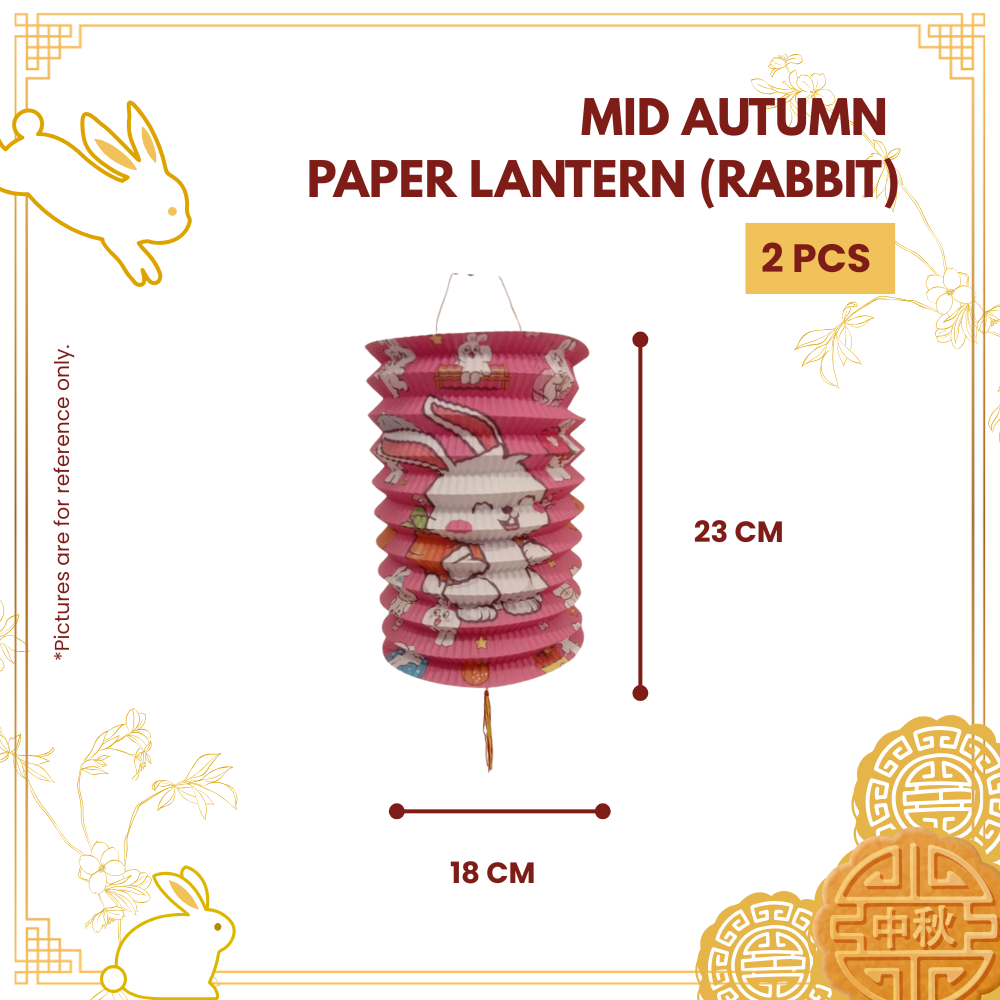 MID AUTUMN PAPER LANTERN (RABBIT)+HANDLE 2PCS-PKT-R