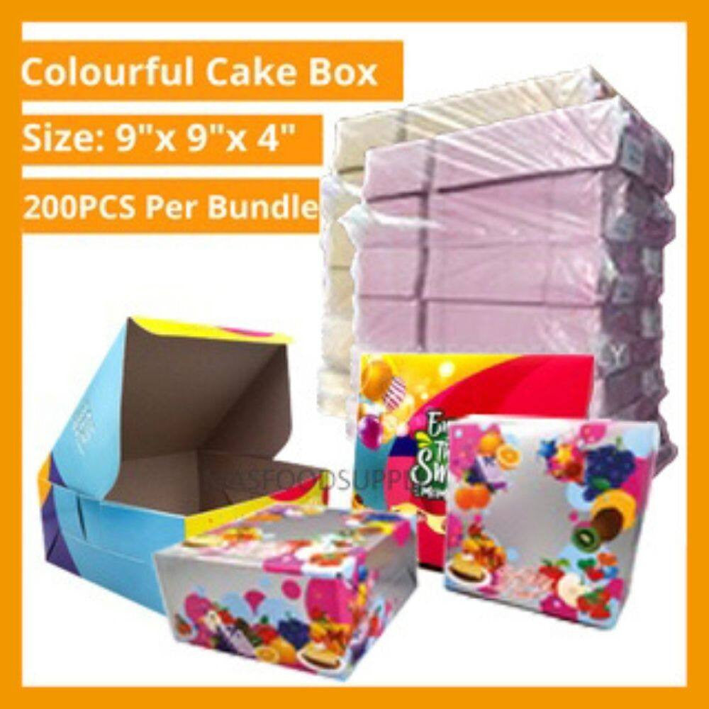 200Pcs Per Bundle Colourful 9 Inch Cake Box