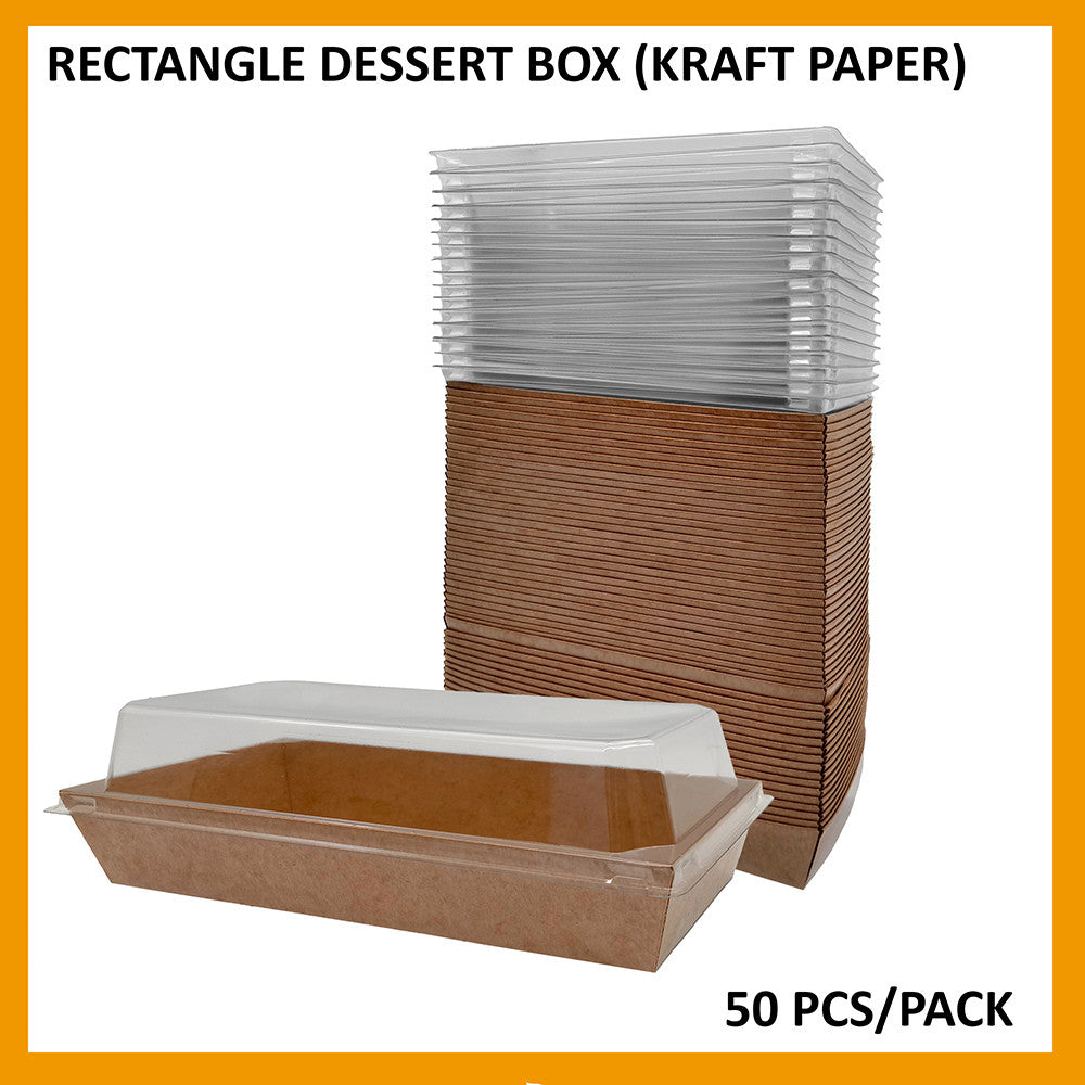 RECTANGLE DESSERT PACKAGING BOX (KRAFT PAPER) 50's Per Pack