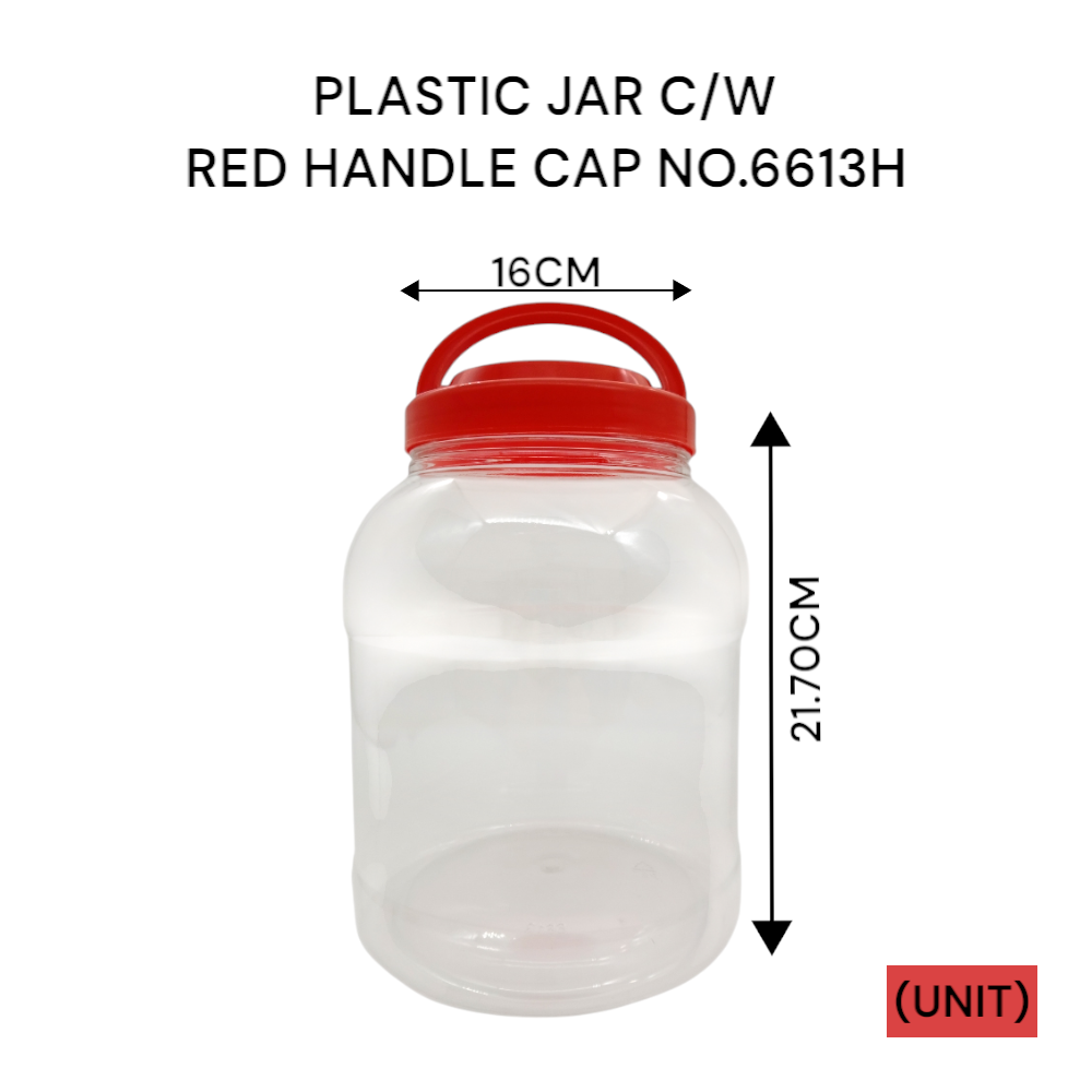 PLASTIC JAR C/W RED HANDLE CAP NO.6613H PER UNIT