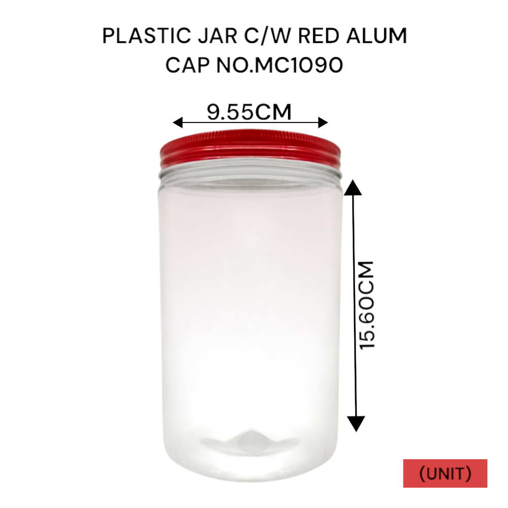 PLASTIC JAR C/W RED ALUM CAP NO.MC1090 PER UNIT