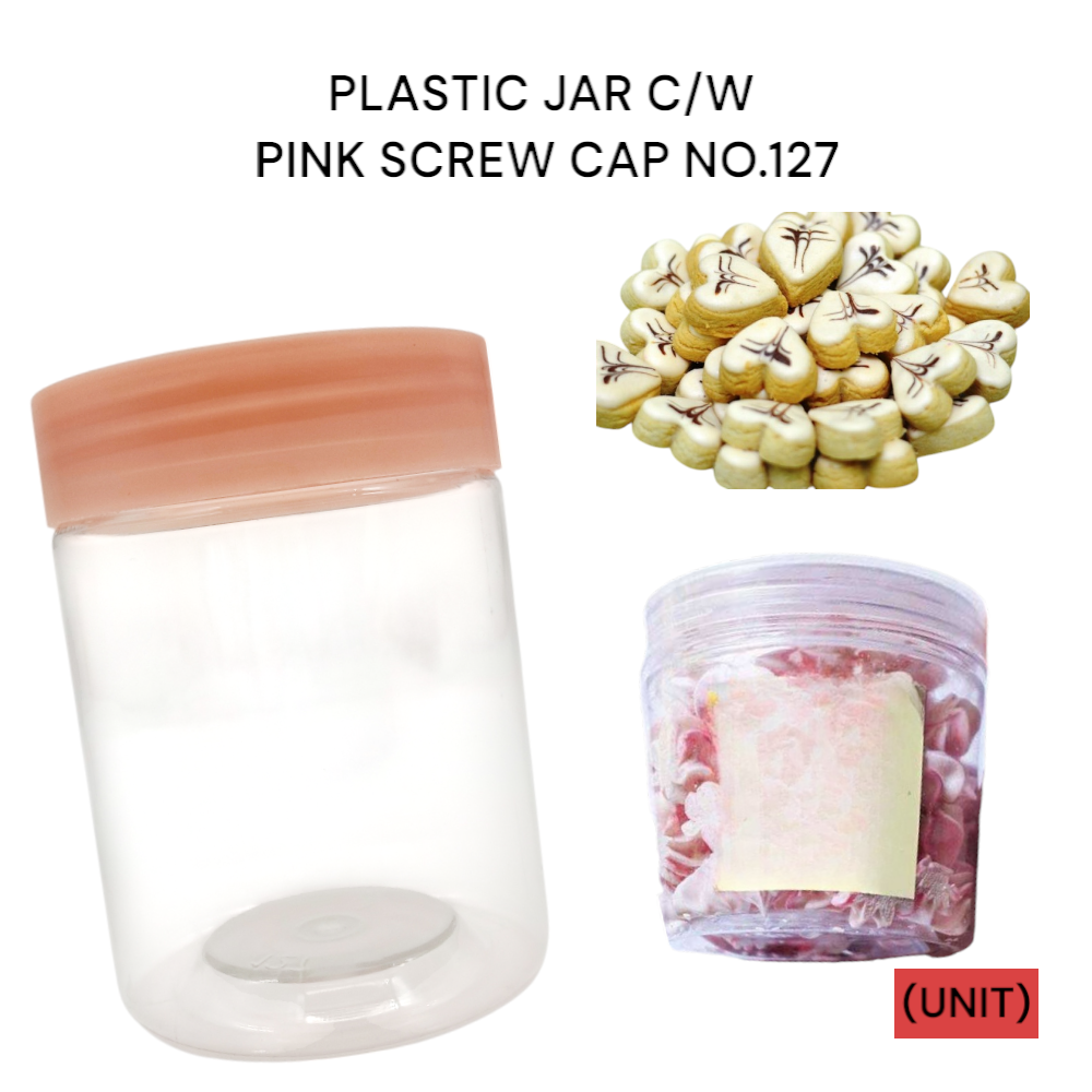 PLASTIC JAR C/W PINK SCREW CAP NO.127 PER UNIT
