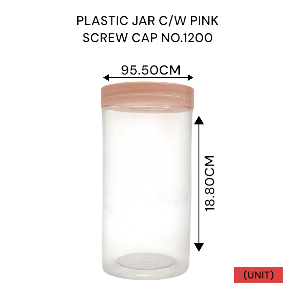 PLASTIC JAR C/W PINK SCREW CAP NO.1200 PER UNIT