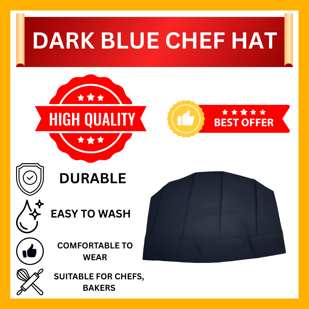 HIGH QUALITY DARK BLUE CHEF HAT (READY STOCK)