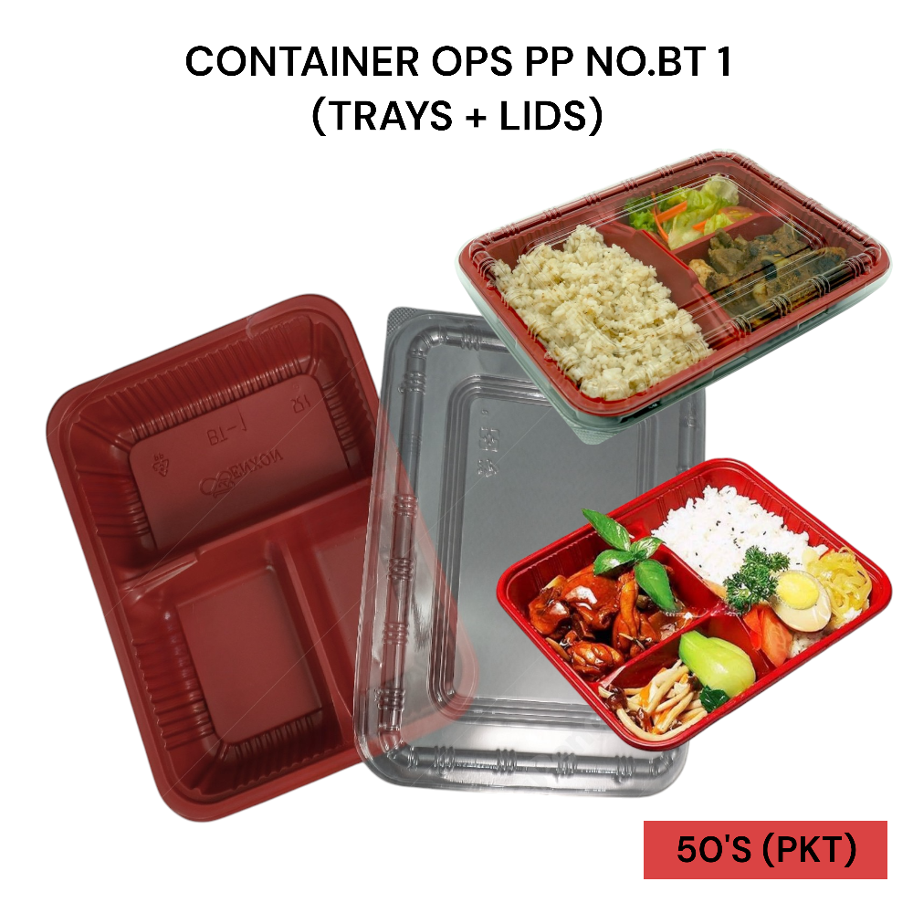 CONTAINER OPS PP NO.BT-1 (TRAY+LIDS) 50PCS PER PKT