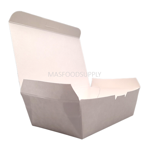 Mlex/MLBX-160 Large Paper Lunch Box / 400 pieces (White) Disposable Food Box Takeaway Container Kotak Makanan