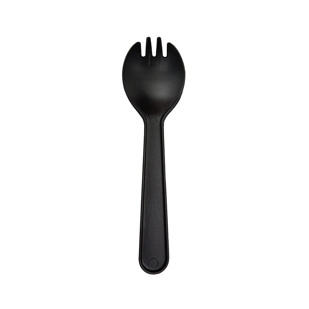 DISPOSABLE PLASTIC DESSERT SPOON AND FORK (BLACK) 100'S Per Pack
