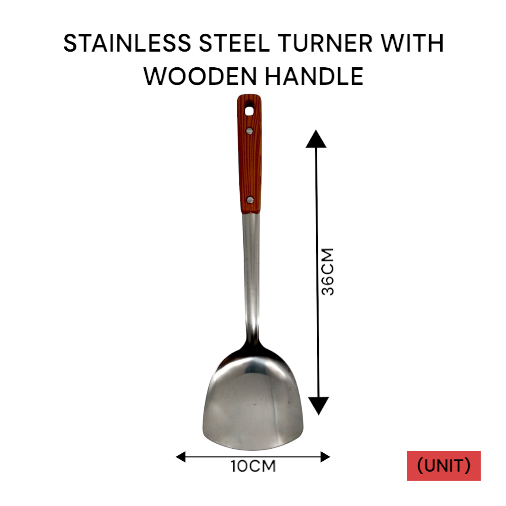 STAINLESS STEEL TURNER WITH WOODEN HANDLE (1.2)
