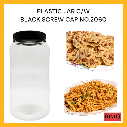 PLASTIC JAR C/W BLACK SCREW CAP NO.2060 PER UNIT