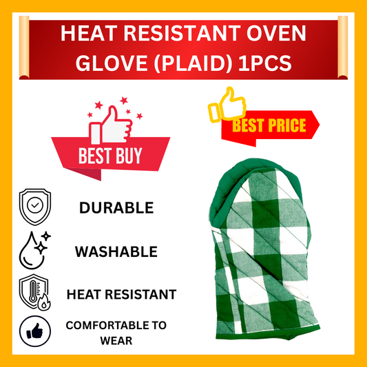 1PCS PLAID HEAT RESISTANT OVEN GLOVE