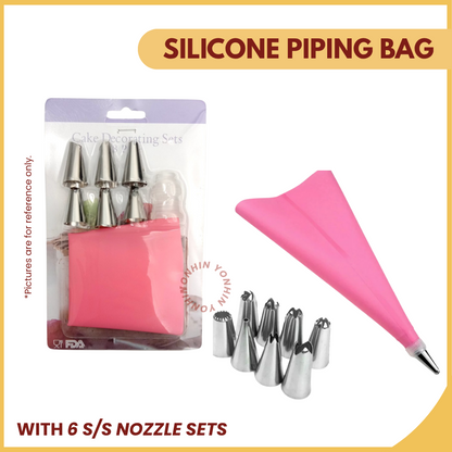 SILICONE PIPING BAG WITH 6 S/S NOZZLE SETS-UNIT