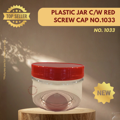 PLASTIC JAR C/W RED SCREW CAP NO.1033-UNIT